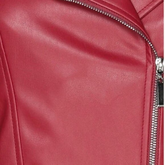 VANESSA SCOTT FAUX LEATHER TASSLE CROPPED JACKET Size: L  Pearlized Mauve - Picture 4 of 4